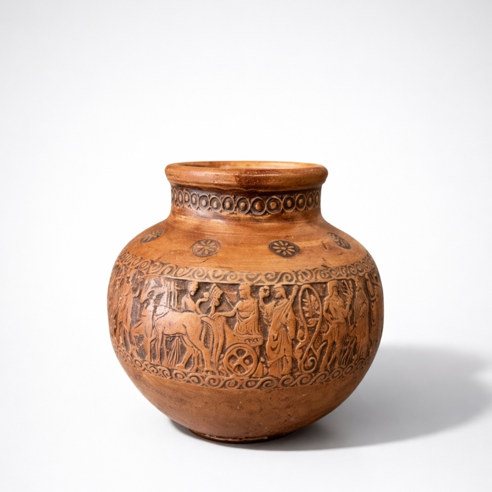 Decorative Terracotta Greek - Style Pottery Vase (Made in Greece)
